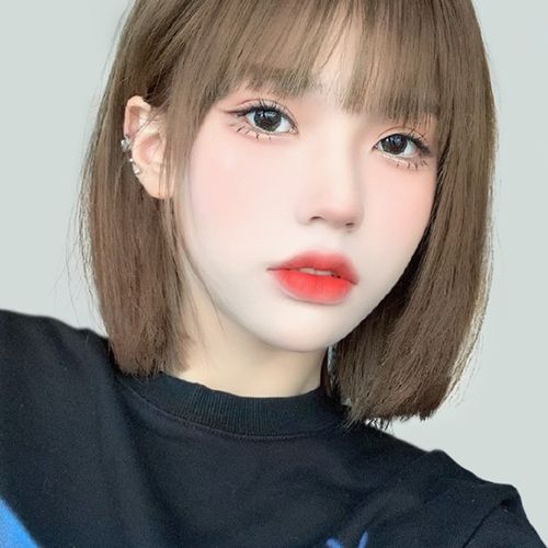 女式短发新款假时尚潮流发型圆脸修脸减龄自然少女全头套式中短发