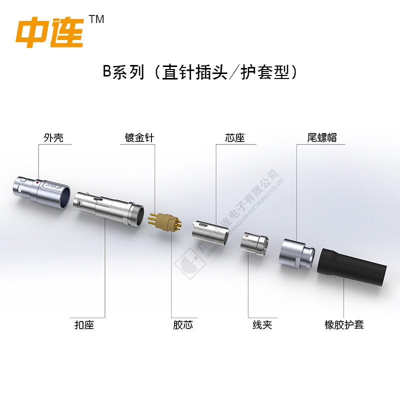 中连B系列航空插头公母对接插头快速插拔连接器推拉自锁
