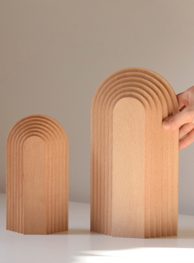 象有形/原木现代抽象拱形家居客厅售楼样板间T桌面艺术装饰摆件
