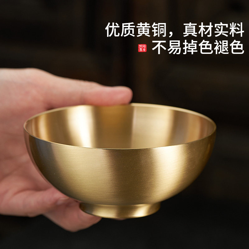 纯铜供碗家用佛前供奉七供八供铜金碗摆I件财神祖先净水杯铜碗上