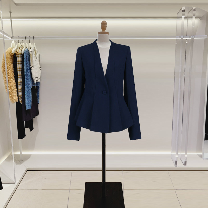 一粒扣西装外套女修身显瘦裙摆西服2023春秋新款韩版气质通勤上衣