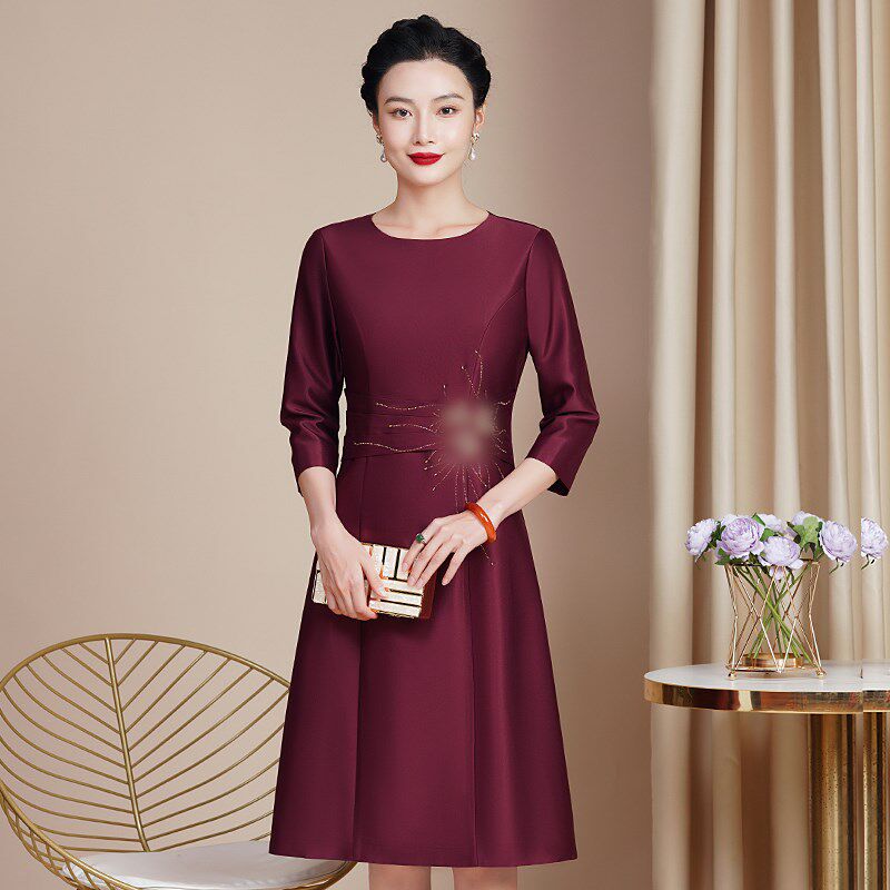 喜妈妈婚宴礼服春装新品显瘦气质年轻款高贵连衣裙婚礼婚庆婆婆装