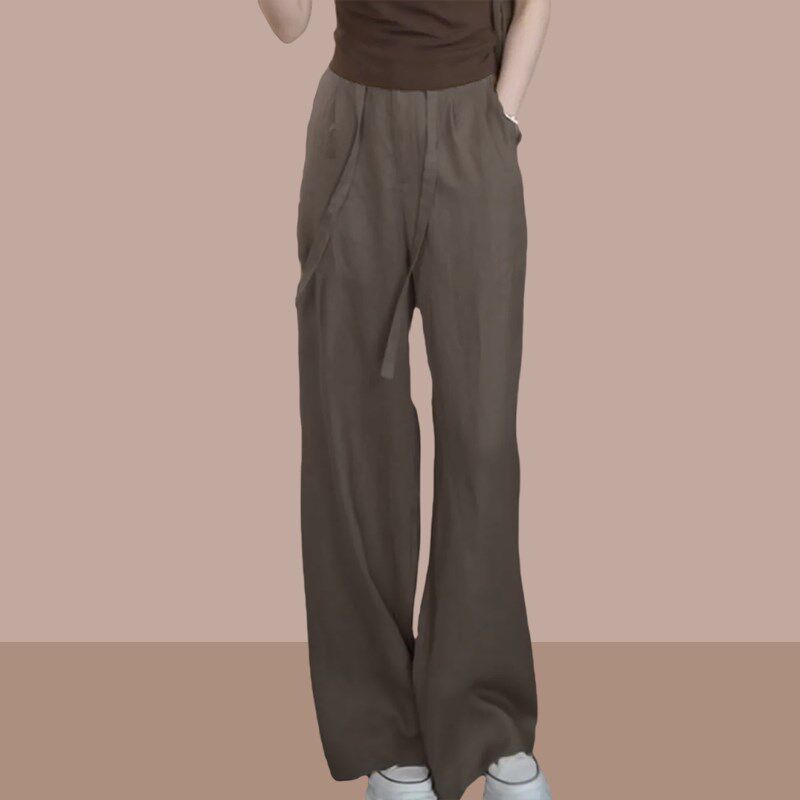 冰丝阔腿裤女士2025新款夏季薄款显瘦裤子高腰宽松休闲垂感直筒裤