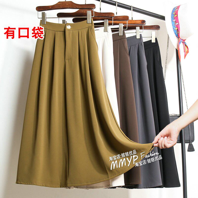 冬季灰色西装面料A字半身裙女2025新款显瘦百褶裙子长裙半裙口袋