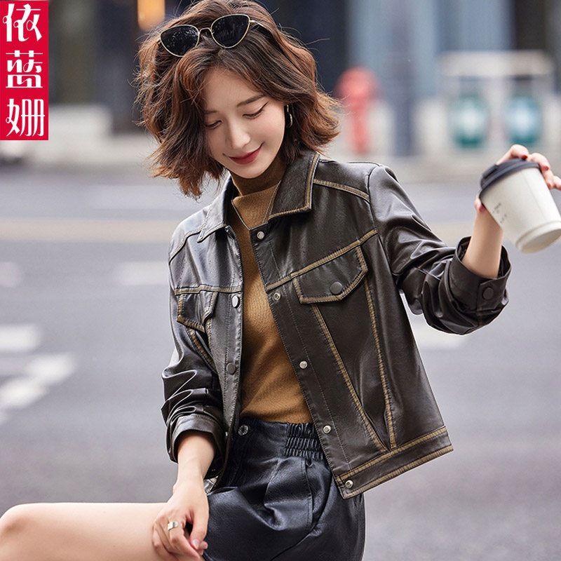 春装PU皮衣短外套女小个子2025新款时尚气质显瘦高级感皮夹克上衣