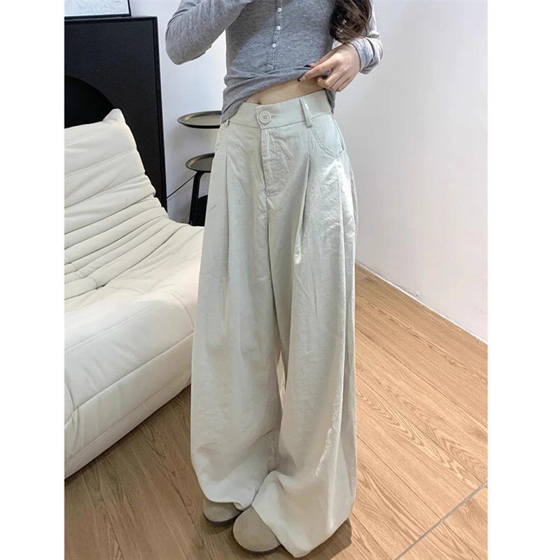 梨型身材直筒休闲阔腿裤女大码春夏薄款胖妹妹宽松显瘦山本拖地裤