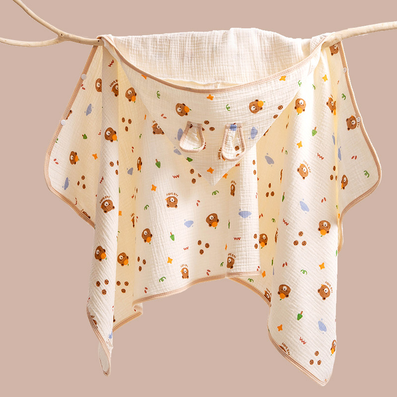 儿童浴巾斗篷纯棉a类带帽新生宝宝浴袍夏季吸水超柔初生披风浴巾