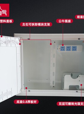 明装多媒体信息箱集线箱大号弱电箱家用塑料500 4U00网络箱挂墙式