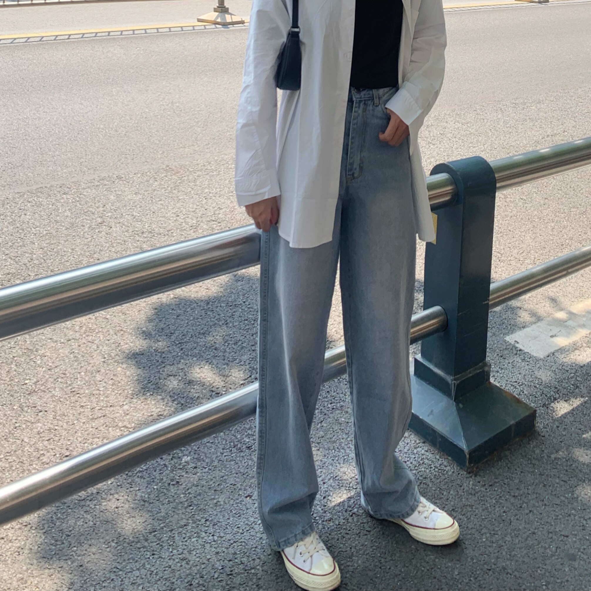 2024夏季新款大码拖地阔腿裤胖妹妹宽松显瘦高腰泫雅牛仔裤网红女