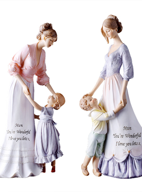 欧式温馨亲情母子摆件p 妈妈和孩子家居装饰品摆设 母亲节结婚礼