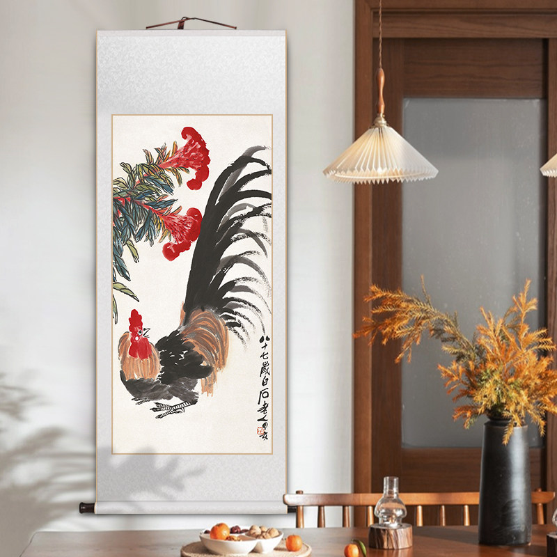 齐白石葫芦挂g画花鸟国画客厅装饰画书房茶室玄关壁画福禄老人礼