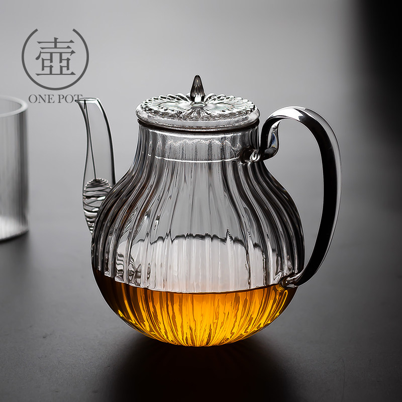 日式花瓣玻璃茶壶耐热玻璃壶过滤大容量泡茶壶煮茶器家.用功夫茶