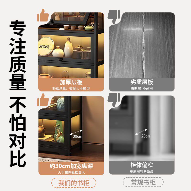 博古架茶柜置物架客n厅装饰品摆件展示柜子非实木防尘紫砂壶摆放