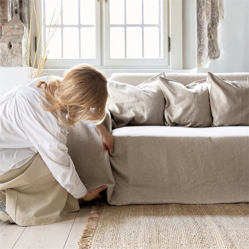 现代简约风纯色亚麻沙发巾长方形大尺寸盖布防尘布U拍照背景布定