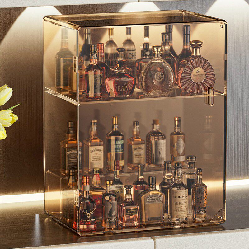 酒架置物架酒柜分层o展示架吧台红酒柜高颜值洋酒架亚克力防尘收