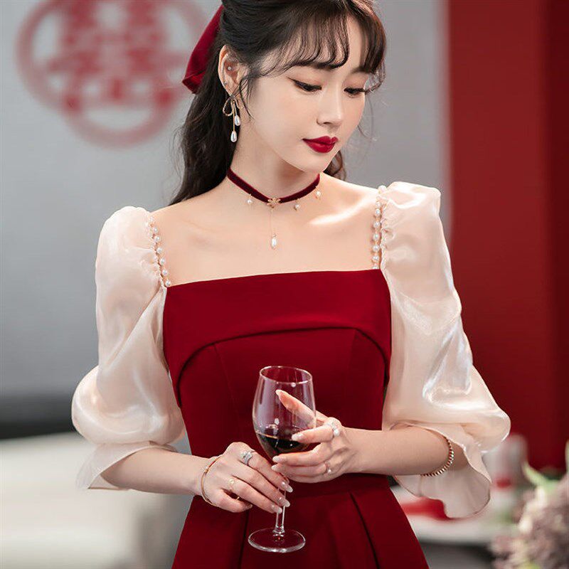 新款红色甜美公主敬酒服新娘订婚回门连衣裙结婚小礼服女日常可穿