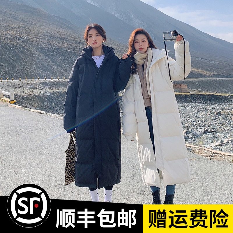 超长款过膝到脚踝羽绒棉服女冬季宽松加厚面包服艺考棉衣棉袄外套