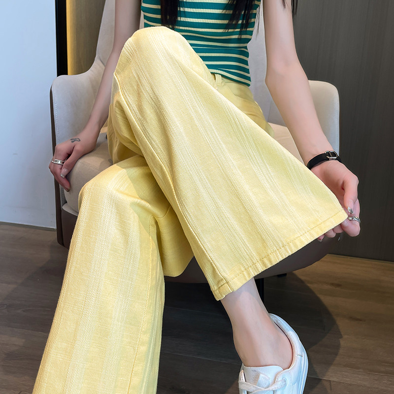 直筒牛仔裤女春秋新款2025年高腰宽松显瘦休闲垂感糖果色阔腿长裤