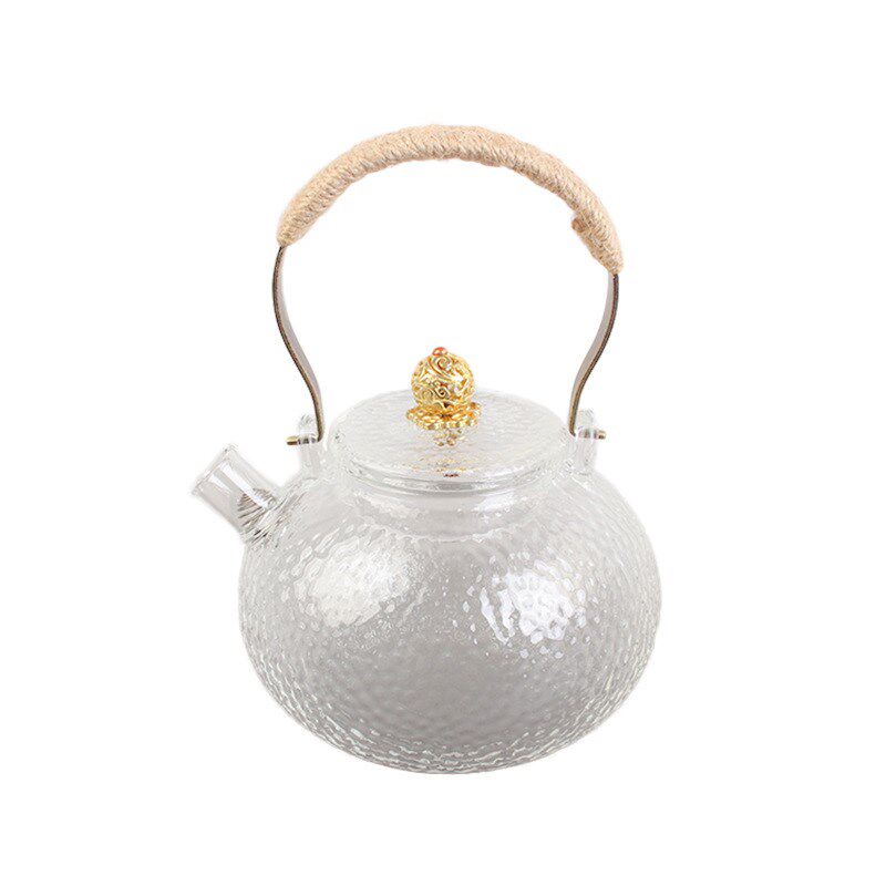 锤纹提梁煮茶玻璃壶泡茶壶 日式锤目纹玻璃L茶具茶壶 电陶炉煮茶