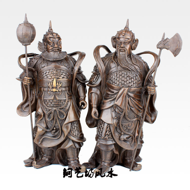 铜艺坊 纯铜门神摆件大t号尉迟恭秦琼铜像左右护法家居客厅装饰