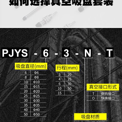 妙德型双层真空吸盘组侧接管接头 PJYS-30/35/40/50-6/15-N/S-T/O