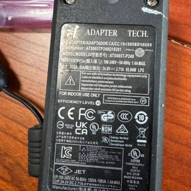 24V2.71A3孔电源适配器ATS065T-P240Q18201机械手臂接口充电器线