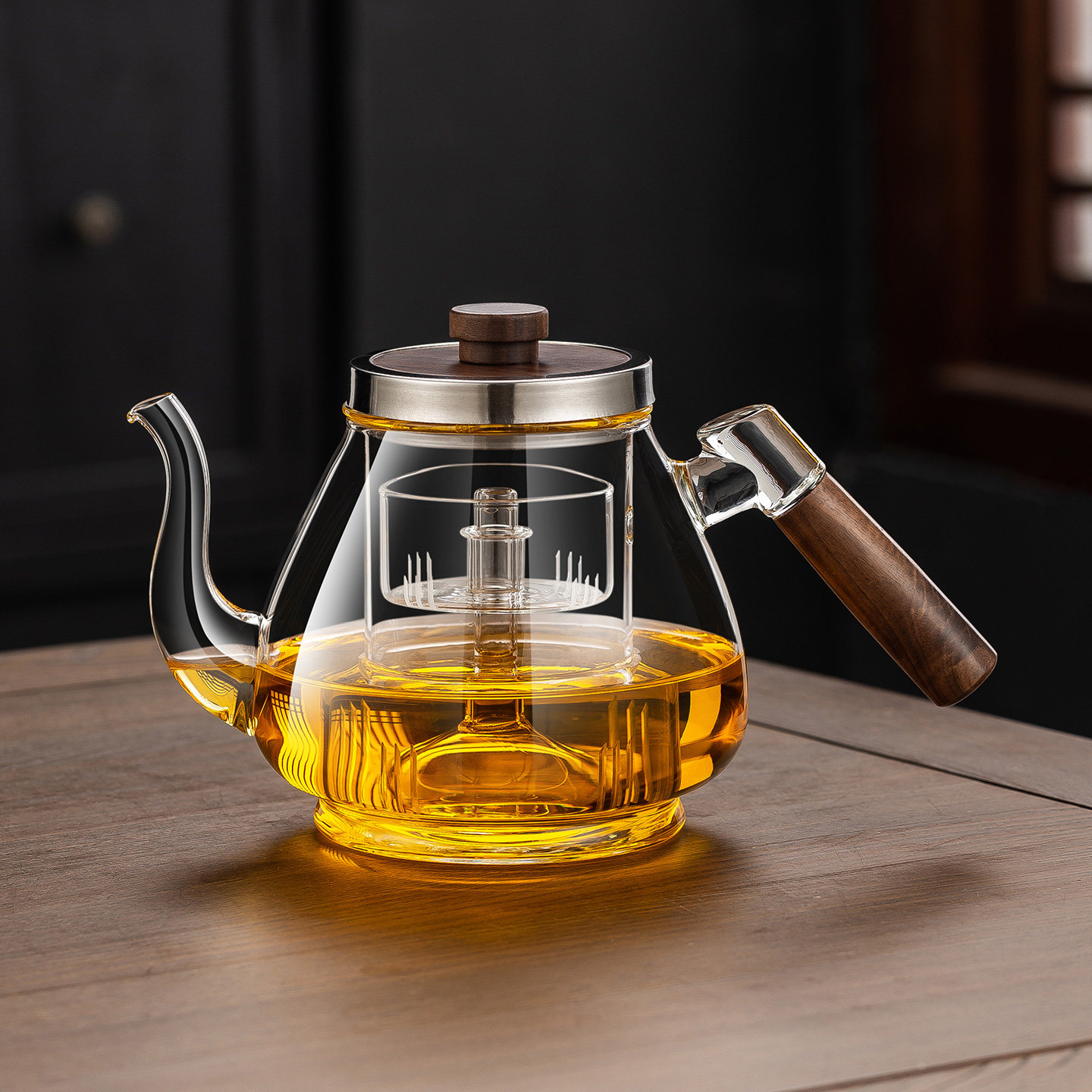 2025新款加厚玻璃煮茶壶单壶家用蒸汽喷淋式蒸茶壶白茶黑晶炉超薄