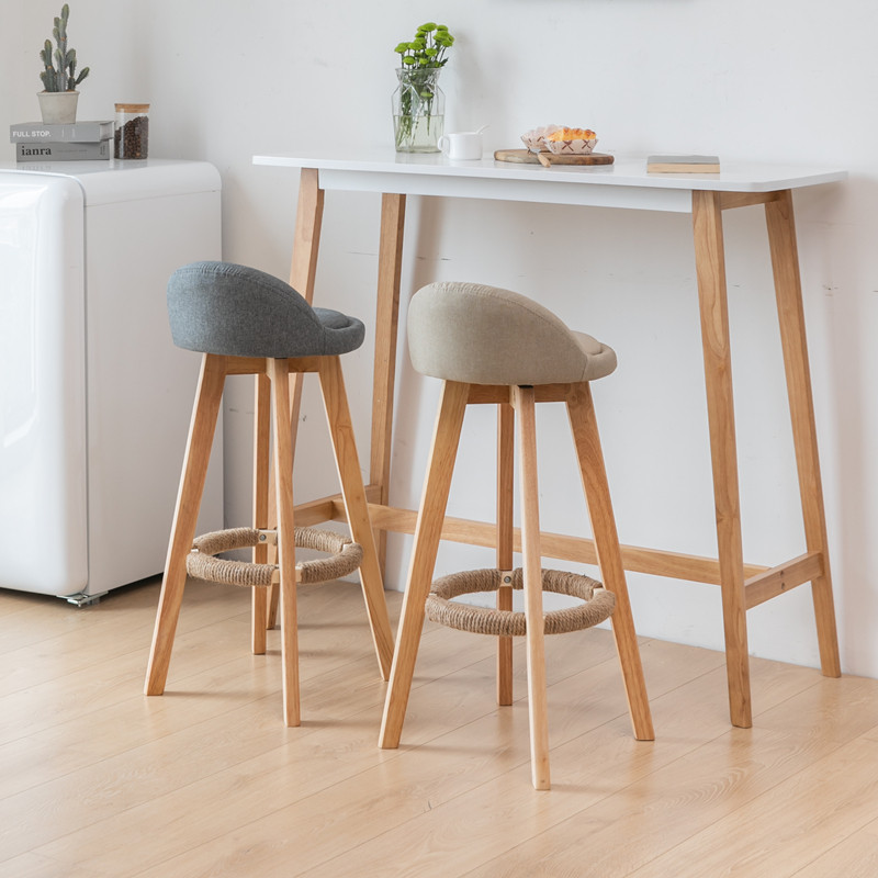 全实木长条桌子酒吧椅高脚凳靠墙隔断吧I台桌家用阳台简约桌椅组