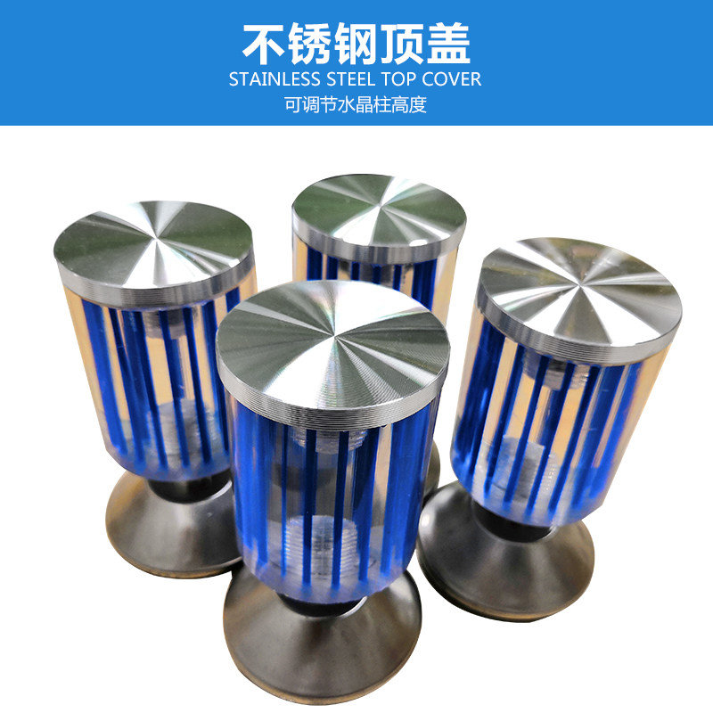 鱼缸吧台支撑柱可调节不锈钢高透明玻璃吧台脚沙V发腿水晶柱支架