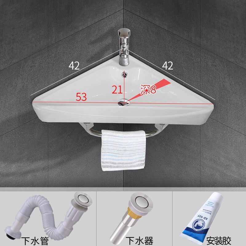 挂墙式洗脸盆陶瓷转角p壁挂三角洗手盆小户型迷你卫生间洗漱台池