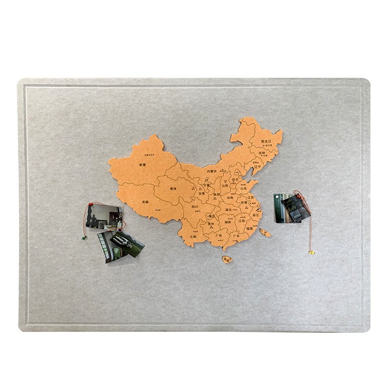 毛毡地图照片墙j旅行旅行背景板装饰中国足迹打卡墙贴毛毡相片墙