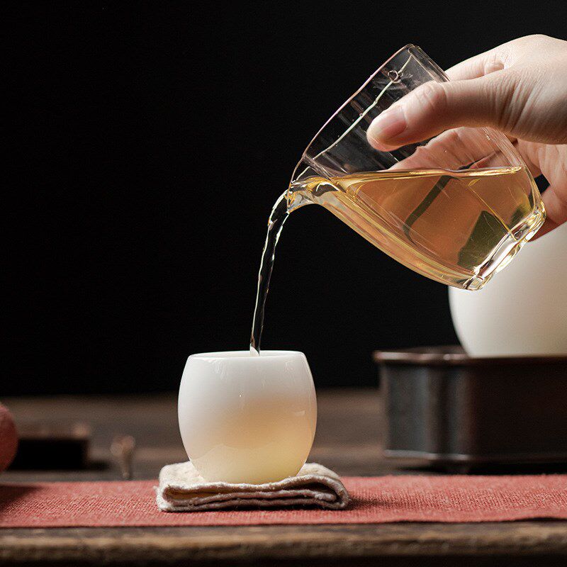 冰种羊脂玉品茗杯 白瓷主人杯个人杯单杯 功夫茶具V礼品蛋形杯茶