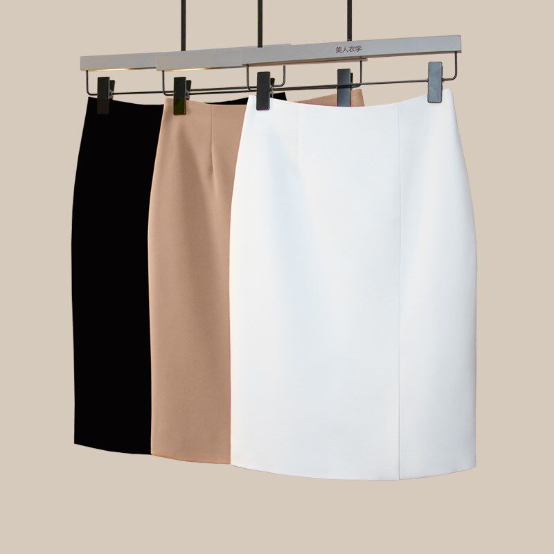 白色西装包臀裙2024春秋新款高腰显瘦职业通勤工装裙高级感半身裙