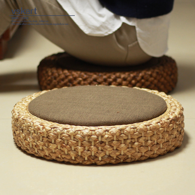 日式藤编蒲e团坐垫圆形禅修垫榻榻米打坐垫茶道加厚地板拜佛草垫