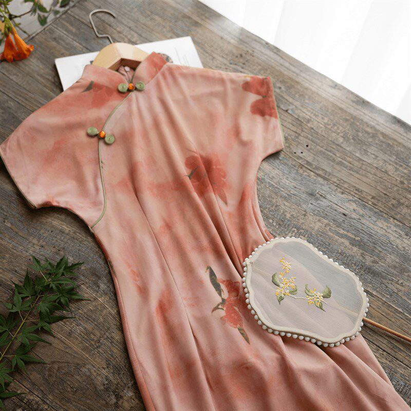 粉色旗袍夏季新款2024改良年轻款少女民国风女装新中式日常可穿