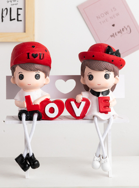 婚庆婚房情侣装饰人m物公仔吊脚娃娃  墙面隔板装饰工艺礼品小摆