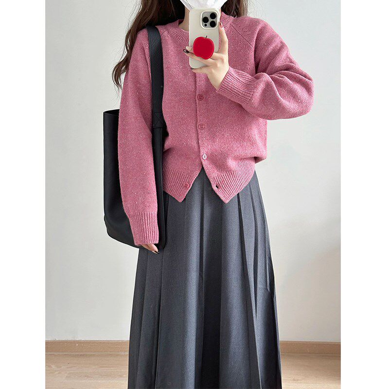 大码灰色毛呢裙女秋冬胖mm半身裙气质穿搭百褶西装裙长裙a字伞裙