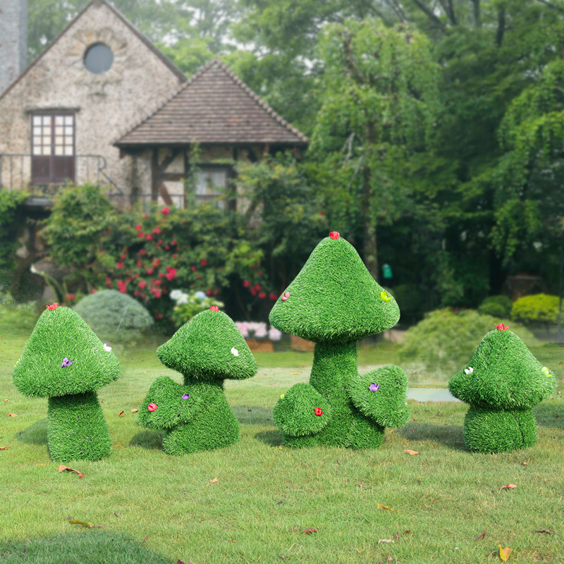 户外绿植摆件玻璃钢植草蘑菇雕塑公园林景观景区小U区庭院草地装