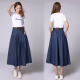 松紧腰休闲a字裙大摆长裙百褶裙 牛仔裙半身裙中长款 夏季 薄款