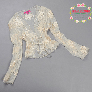 刺绣小披肩百搭外搭开衫 蕾丝亮片坎肩正品 夏季 防晒衣长袖 薄款 新款