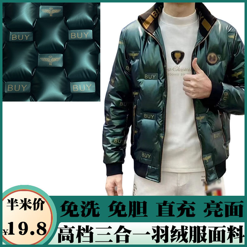 2022高档新款三合一免胆直充羽绒服免洗面料免绗缝通道布防水防绒