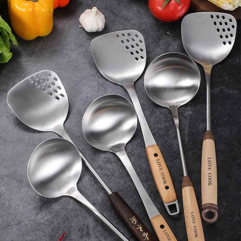 304不锈钢炒勺炒铲锅铲炒菜铲子长柄汤勺家用厨具套装厨师专用