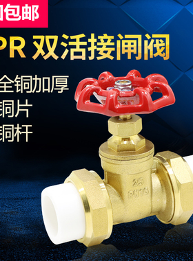 瑞格正品黄铜PPR闸阀 4分6分自来水双活接铜闸阀dn15dn20dn25DN50