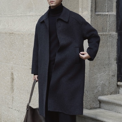 秋冬复古质感极简风毛呢大衣