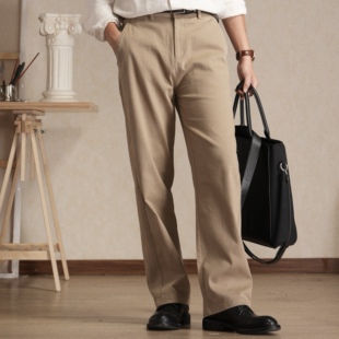 【可机洗抗皱】复古老钱风休闲日常通勤水洗棉直筒裤休闲西裤男