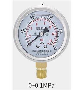 YTN-60不锈钢外壳抗震耐震压力表YN60-0.1MPA 14PSi 0.16MPA 0.25