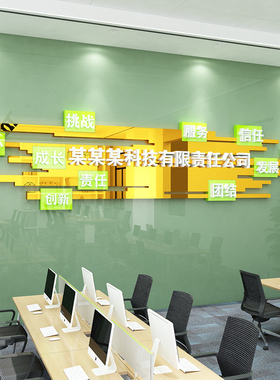 企业文化墙公司背景墙办公室墙面装饰会议K室布置公司名logo定制