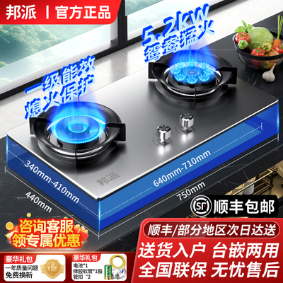 邦派煤气灶双灶家用猛火灶液化气天然气嵌入式台式燃气灶节能炉具