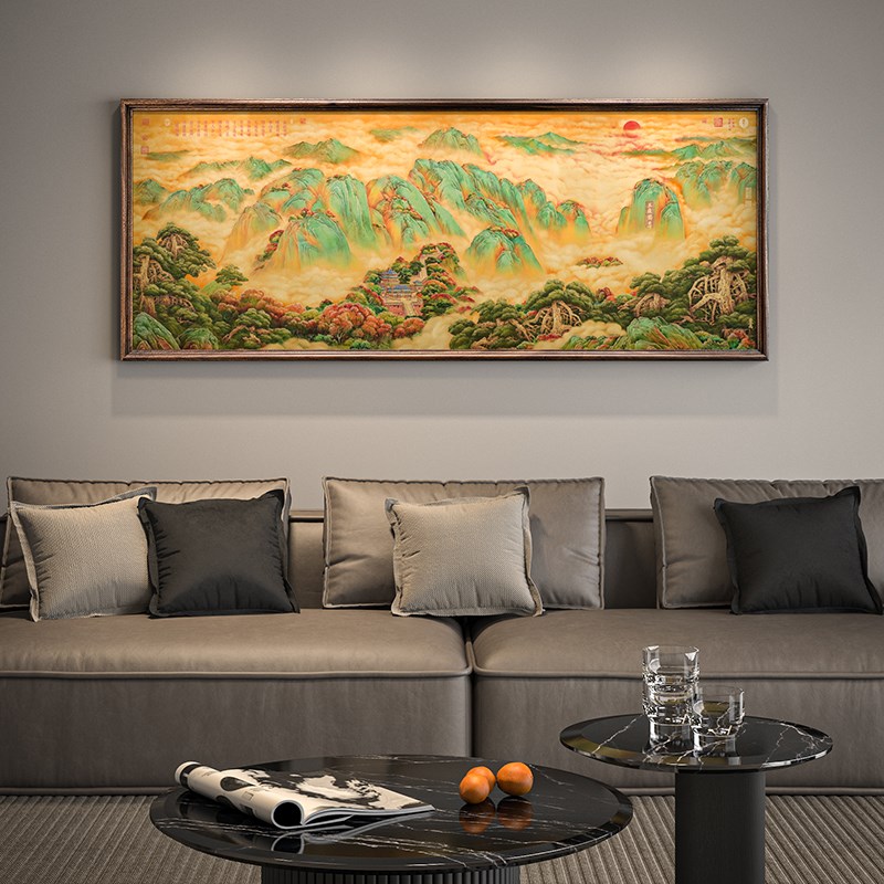 新中式客厅装饰画新款五岳u独尊山岳挂画大气高级沙发背景墙装饰