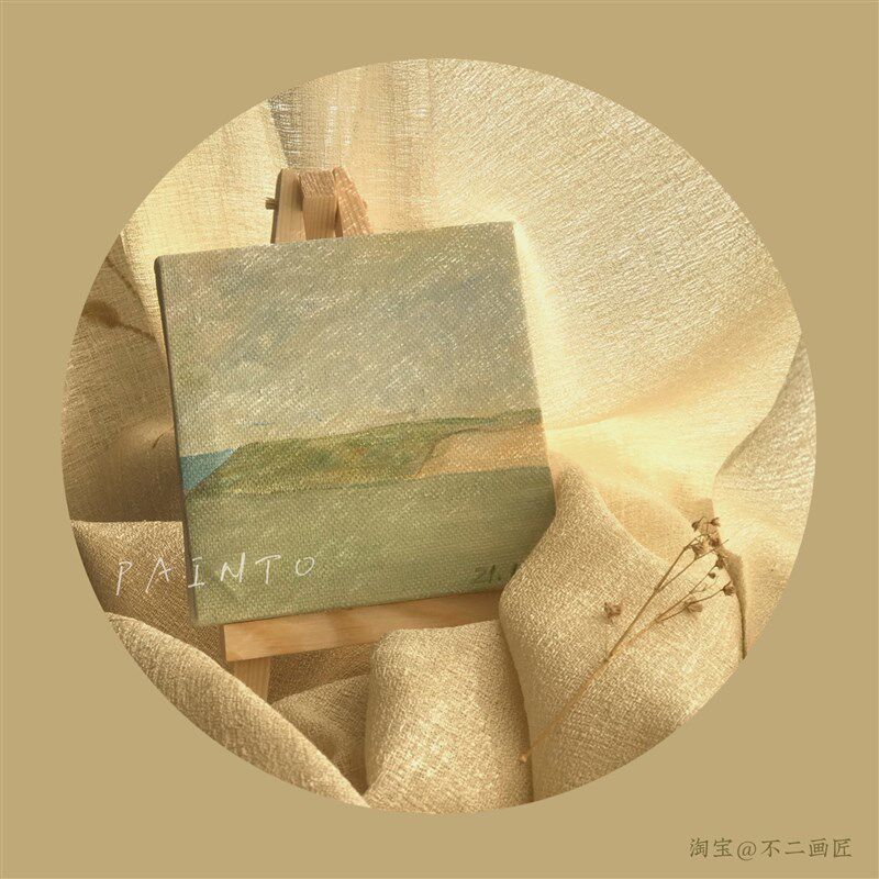 纯手绘北欧百搭小油画摆件小尺寸立式装饰画软装画支持来图定制